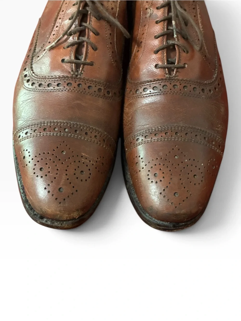 Allen Edmonds Men's 11 Cap Toe Oxford Brogue Dress Shoes Brown Leather